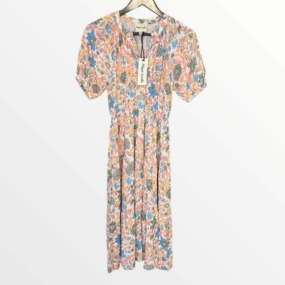 Playa Lucila Dress Floral Short Sleeve Midi‎ Sz XS - Picture 6 of 12